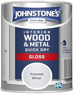 Johnstone's - Quick Dry Gloss - Frosted Silver - Gloss Finish - Water Based - Interior Wood & Metal - Radiator Paint - Low Odour - Dry in 1-2 Hours - 8m2 Coverage per Litre - 0.75 L