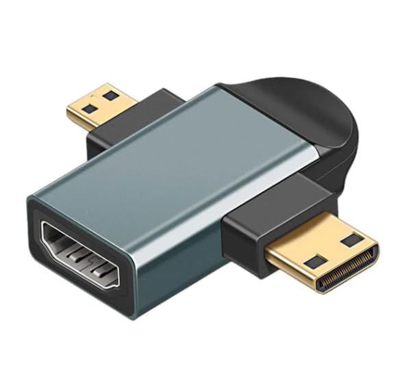 CARE CASE 2-in-1 HD Mini HDMI/Micro HDMI to HDMI Female Adapter | Support 3D 2K@60Hz FHD@120Hz / Converter with Metal Housing | (Not for Smartphone) (ZC-013-BKK)