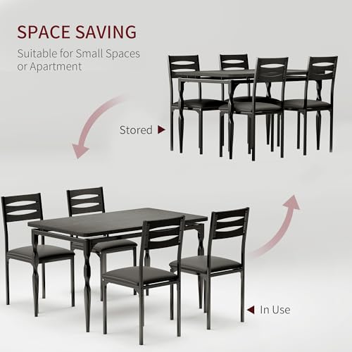 Image of Garvee 5 Piecs Dining Table Set, Farmhouse Style Dining Table and Chairs Set for 4, Dining Set for Dining Room Kitchen Apartment, Black