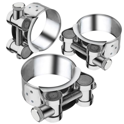 T Bolt Hose Clamps 44-47mm Exhaust Pipe Clamp 3 Pieces Heavy Duty Tube Clamps 304 Stainless Steel Bolt Clip Band Width 22mm for Exhaust Hose Water Pipe Attachment