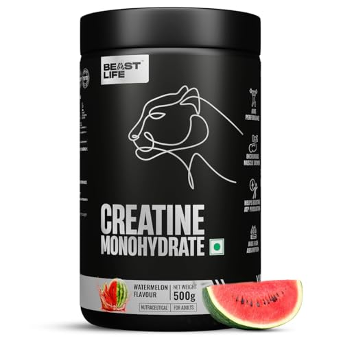 Image of BEASTLIFE Super Micronized Creatine Monohydrate Powder 500g | 135 Servings Watermelon Flavor | NABL Lab Tested | Premium Sports Nutrition for Strength & Performance
