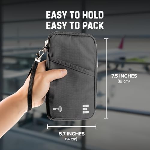 Image of Zero Grid RFID Family Passport Holder for up to 6 Passports, Large Zippered Wallet for Men & Women, Fits Cards, Cash, ID, Sim Card; Premium & Compact Travel Document Holder - Shadow Grey