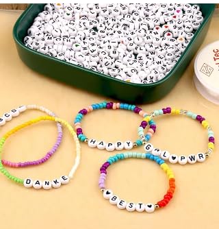 1200pcs Acrylic Letter Beads With String – Multicolor 4x7mm For DIY Bracelets & Jewelry