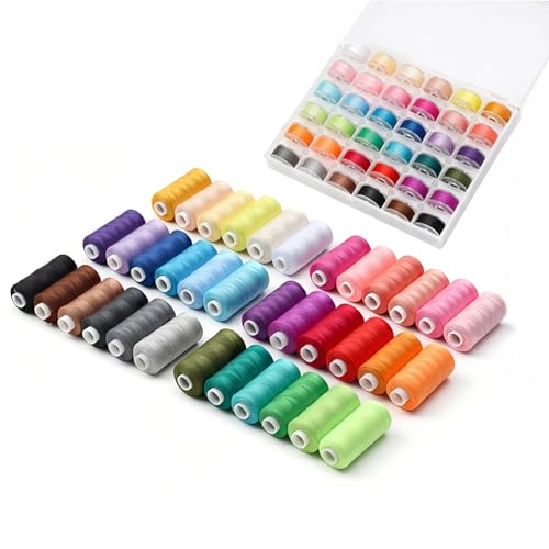 SUNSMAI Fil à Coudre 400 Yards - 36 Couleurs Fils Couture 72 pièces, Polyester Bobine Fil Machine a Coudre et 36 Canettes pour Machine à Coudre