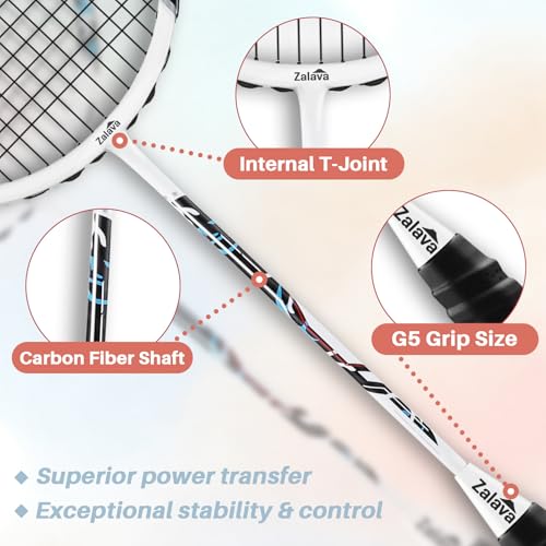 Image of Badminton Rackets Set, Professional Badminton Racquets Lightweight (4U), 4-Pack /2-Pack Carbon Fiber, 3 Feather Shuttlecocks, with Protect Case & Overgrip, for Beginners, Advanced Players