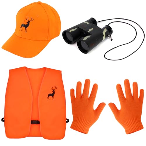 Yewong 4 Pieces Blaze Orange Hunting Vest and Baseball Cap Combo for Men Women Hunting Hiking Outdoor Sports