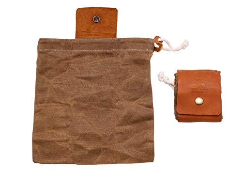 1844 Helko Werk Germany Forager Pouch - Bushcraft & Wilderness Survival Harvesting - Leather & Waxed Canvas - Tan - 8.5