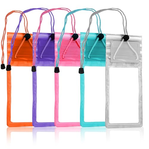 Storite 5-Pack Universal Waterproof Sealed Mobile Pouch Pvc Transparent Rain Protection Cover Up To 7 Inches For Smartphones(Multi Colour)- Best and cheap mobile covers in India
