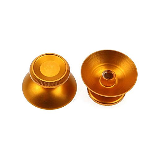 Image of 2pcs Aluminum Metal 3D Analog Joystick Stick Grip Cap Thumbstick Replacement Repair for Xbox 360 Xbox360 Controller (Gold)