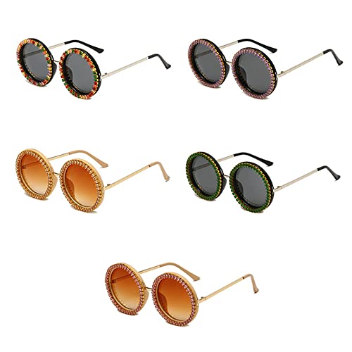 COTIA Round Diamond Sunglasses For Women Zircon Fashion Sunglasses Tide Round Frame Street Shooting Sunshade Mirror Glasses3