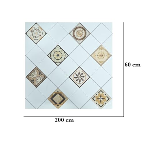 Image of SARVATRAY Self-Adhesive Wallpaper, Oil Proof Heat Resistant Kitchen Stickers, Vinyl Sheet for Wall 2 X 6.5 SQ FT (2 M Triangle Brown WS)