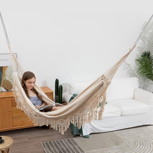 Hamac de jardin élégant avec glands macrame hammock de qualité supérieure - 7