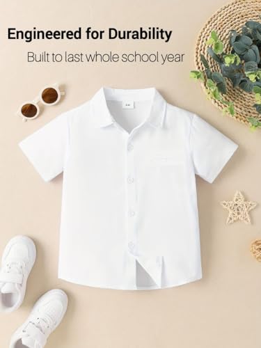 Image of SHARMA STUDENT'S POINT Cotton Half Sleeve Formal White Shirt School Uniform Soft, Comfortable, Smooth, Washable, Breathable for Girls, Boys, Men and Women