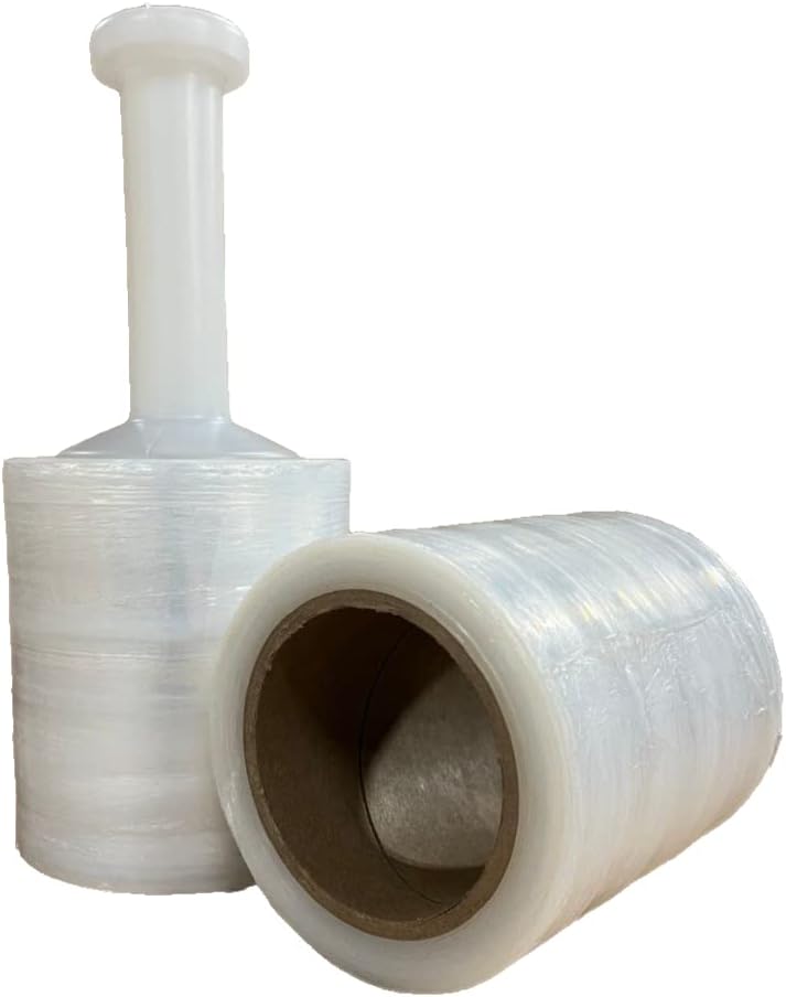 5" in. x 1000FT 80 Gauge 12 Rolls Stretch Shrink Film Hand Wrap + Handle