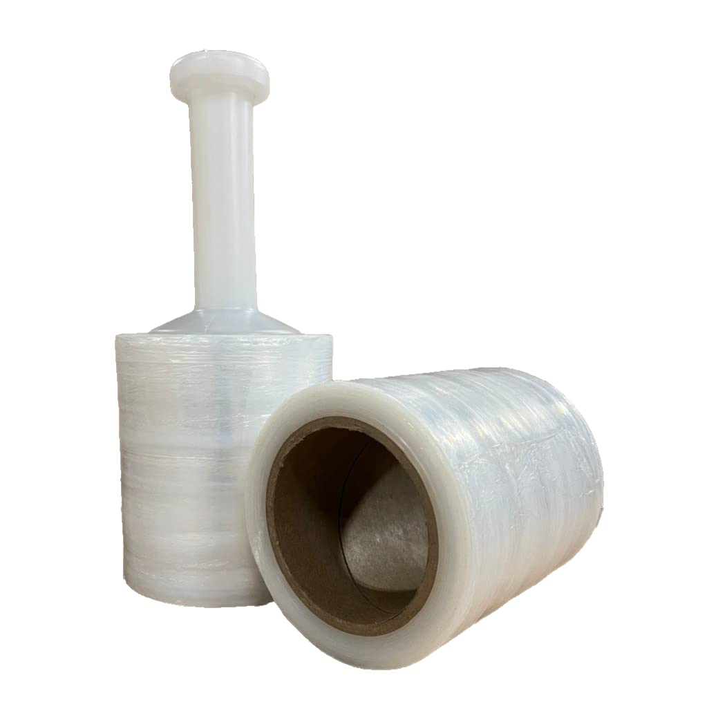 5" in. x 1000FT 80 Gauge 12 Rolls Stretch Shrink Film Hand Wrap + Handle
