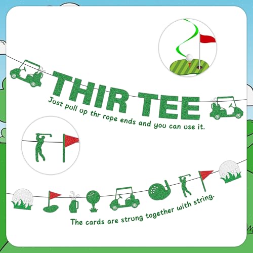 Image of Golf 30th Birthday Decorations Men - 14 Pcs Golf Themed Thir Tee Banners, Hanging Swirls, Honeycomb Table Centerpieces for Him Men 30 Birthday Celebration Sports Party Supplies Decoration