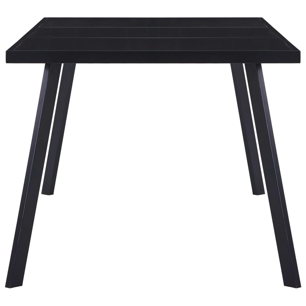 Table à manger noire 160 x 80 x 75 cm, verre trempé, table de cuisine moderne pour 6 personnes, meuble de salle à manger stable