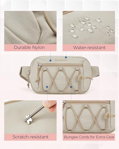 BAGSMART-Fanny-Packs-for-Women-Small-Belt-Bag-with-Adjustable-Strap-Waist-Pack-for-Running-Workout-Traveling-Hiking-Beige