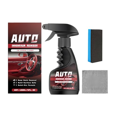 YAOPIU Spray Detallador De Interior - Spray De Limpieza De 120 Ml | Protector Limpiador De Molduras con Esponja Toalla | para Cuero Alfombra Tapicería Tela Molduras Coche Camión Interior Hogar Y Auto