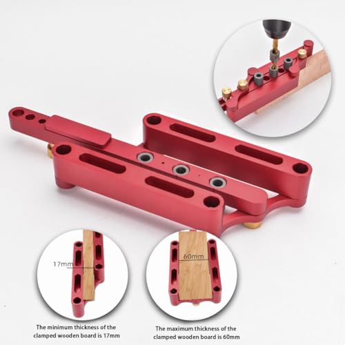 ANPTGHT Self Centering Doweling Jig Woodworking Joinery Hole Drill Guide with 6/8/10mm Positioner Locator Tool Red Wave Hardware Precise Punch Drilling Jig Kit by ANPTGHT - Image 5