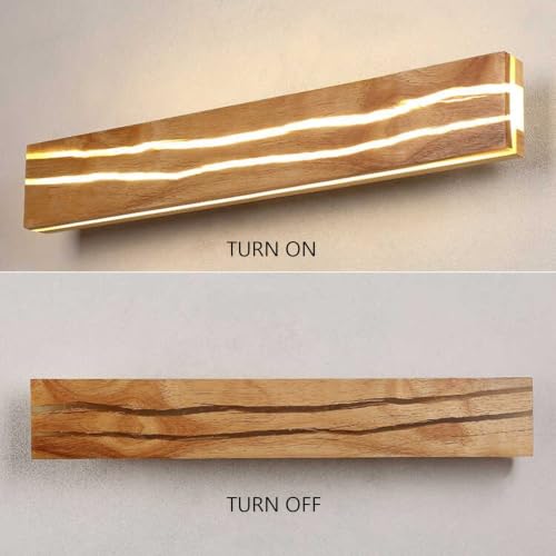 Lámpara de pared de madera rectangular con luz cálida para pasillo 5