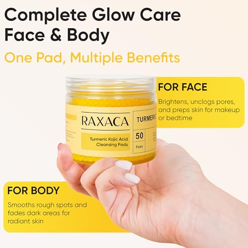 Turmeric Kojic Acid Cleansing Pads, 50 Pcs Kojic Acid And Turmeric Cleansing Pads for All Skin Types, Exfoliating Cotton Rounds, Dark Spots Remover for Face, Deep Clean Pores - Image 7
