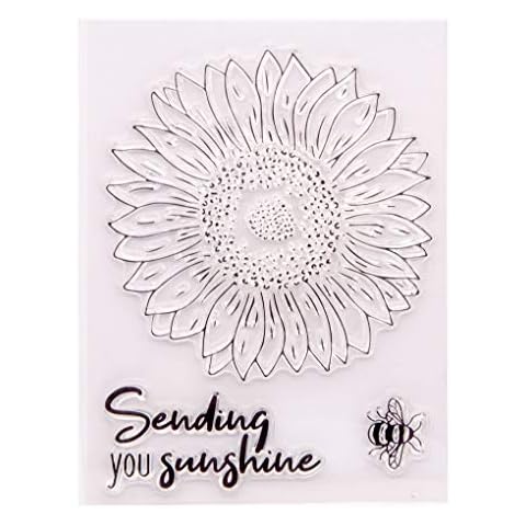 KWELLAM Sunflower Bee Sending You Sunshine Clear Stamps for Card Making Decoration and DIY Scrapbooking 2012221 Cover