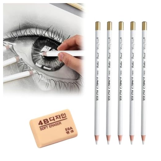 Lapiz Blanco,Lápiz Blanco,Lápiz Carboncillo Blanco,Lápiz Carbón Blanco,Lápiz Blanco para Dibujo,Lápiz de Carbón de Dibujo Profesional,Herramientas para Suministros de Bellas Artes,5 Piezas