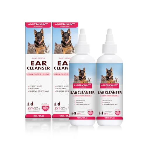 Image of Ear Cleanser 150ml /5 fl.oz for Dogs, Cats and Livestock Cleanses Ear Canal Reduces Ear Odor Twin Pack