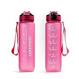 GIXZON Borraccia Motivazionale 1L in Tritan Senza BPA con Frasi e Orari in Italiano, Cannu...