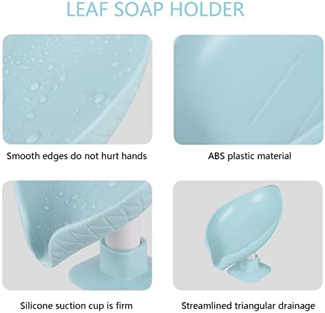 KroY PecoeD 2pcs Leaf Shape Suction Soap Dishes With Drainage Bar Soap Holder for Bathroom Sponge Tray for Kitchen Sink Soap Box with Suction Cup for Shower