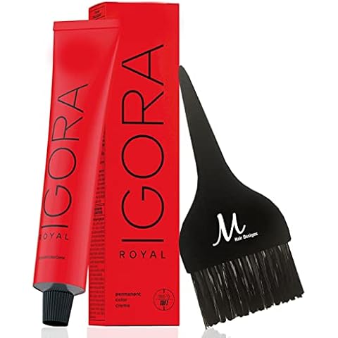 Schwarzkopf Igora Royal 5-68 Light Brown Chocolate Red Permanent Hair Color and M Hair Designs Tint Brush (Bundle 2 items) Cover