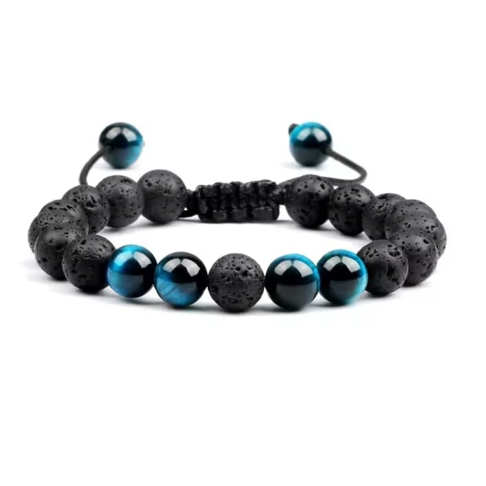 Bracelet pierre d'onyx et oeil de tigre façonné à la main