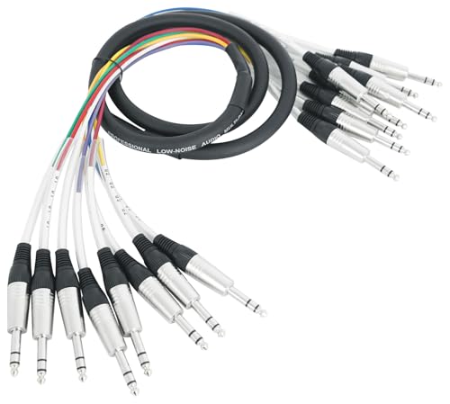 Rockville SQ806 8 Channel 6 Foot 1/4" TRS Snake Cable, Male to Male
