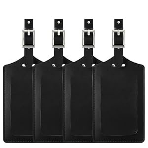 Travelambo 4 Pack Leather Luggage Tags for Suitcases Travel Tags