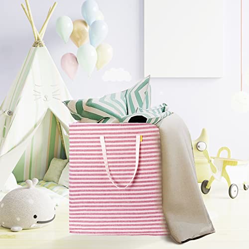 Homlikelan 105L Extra Large Laundry Hamper With Handles,Collapsible Large Laundry Basket,Freestanding Storage Basket,Clothes Hamper For Toys Clothes Organizer Pink #TOP4
