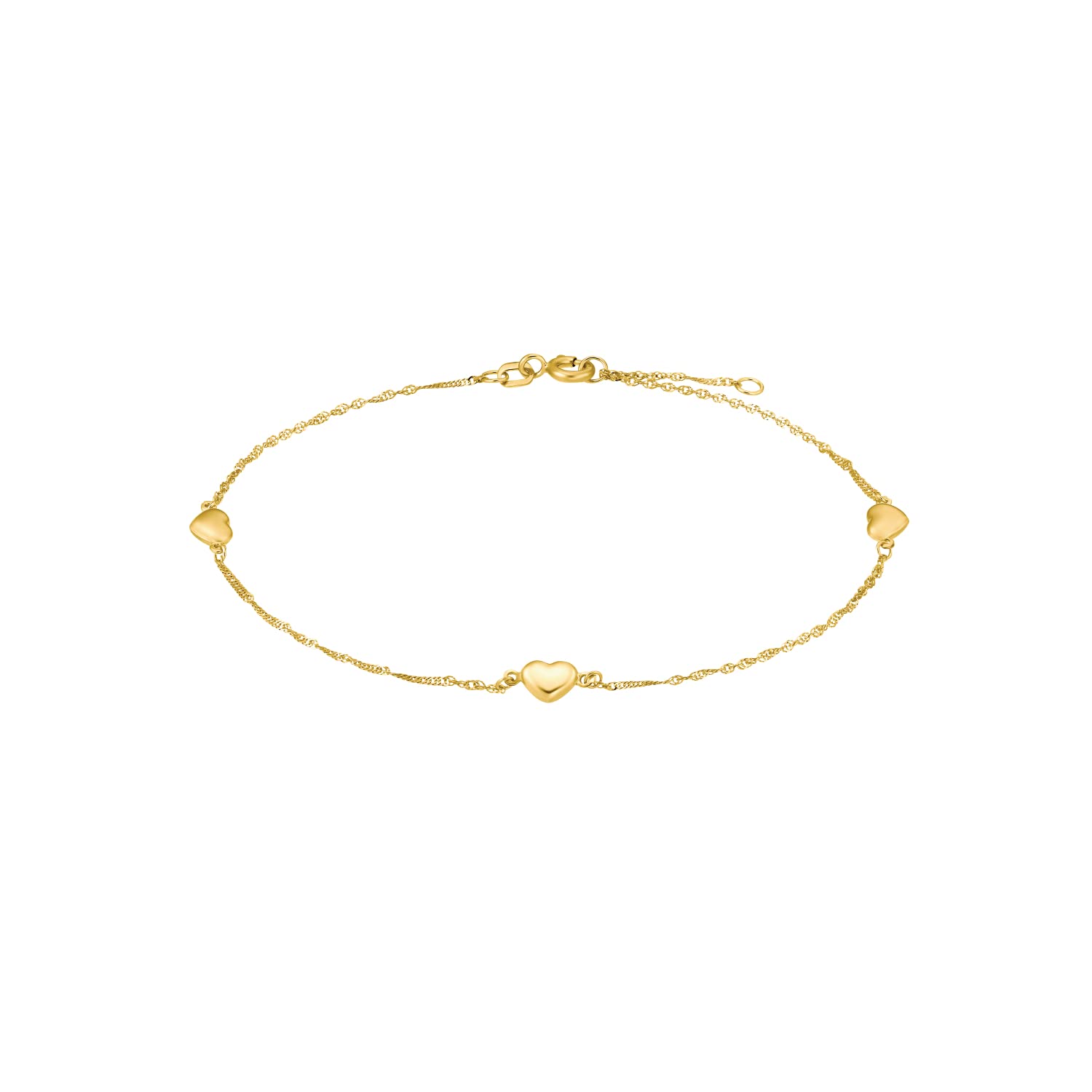 Amor Fußkette Unisex Damen Herren Sommerschmuck, 23+2 cm, Gold, Herz, Kommt in Schmuck Geschenk Box, 2014678