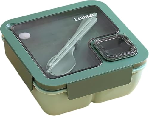 Riazdiw 1層PPランチボックス、箸とスプーン付き、大容量、電子レンジと食器洗い機対応、漏れ防止スープ、冷凍庫対応、軽量、持ち運び可能、男の子、女の子、学生、仕事/学校に適しています。 (ブラック,スクエアシングル)