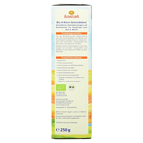 Alnatura Bio 4-Korn-Getreidebrei für Babys, glutenfrei, 6er Pack