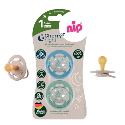 NIP Cherry NIGHT 0+ Rundsauger Schnuller Leuchtschnuller, CHERRY...