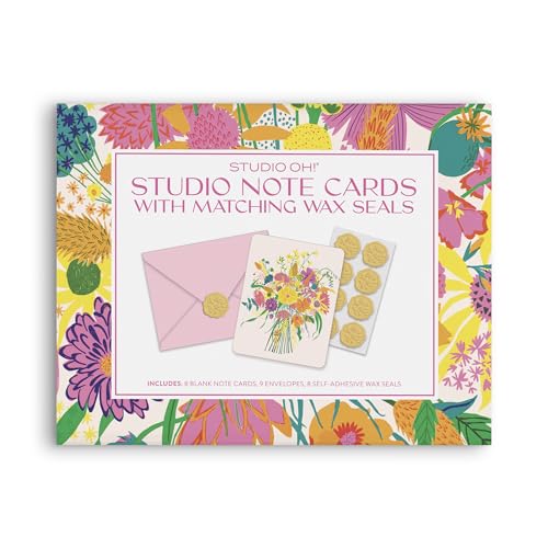 Image of Studio Oh! Blank Note Cards with Envelopes and Wax Seals, Boxed Stationery Set, Embossed All Occasion Cards for Thank You Notes, Letters, Gifts and Keepsakes, Garden Splash