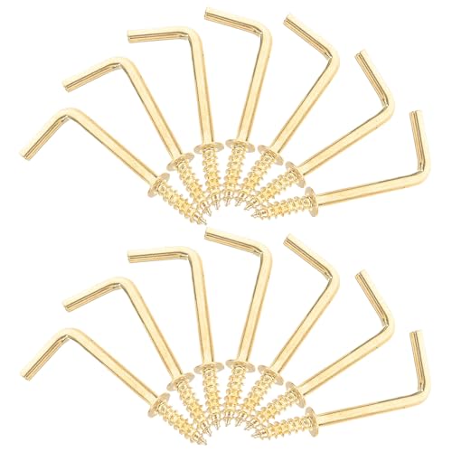 OSOLADY 50個 直角型ネジフック ゴールド仕上げ 自己タッピング製 壁掛け用 小型スクリュー 丈夫で滑り止め設計 家具や雑貨の吊り下げに