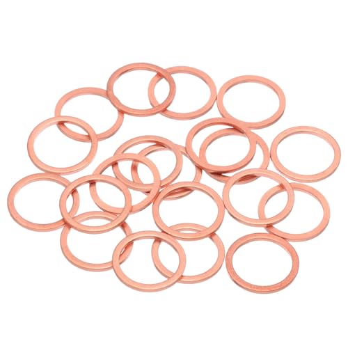 MECCANIXITY 20Pcs M16 Flat Copper Washers, 16x20x1.5mm Copper Upgraded Flat Gasket Metric Sealing Crush Ring Washers for Hydraulic Fittings Screw Bolt Nut Electronic Repair
