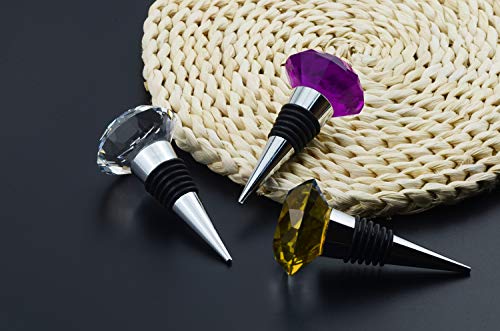 image for JETKONG Dianond Shaped Crystal Metal Wine and Beverage Bottle Stopper,