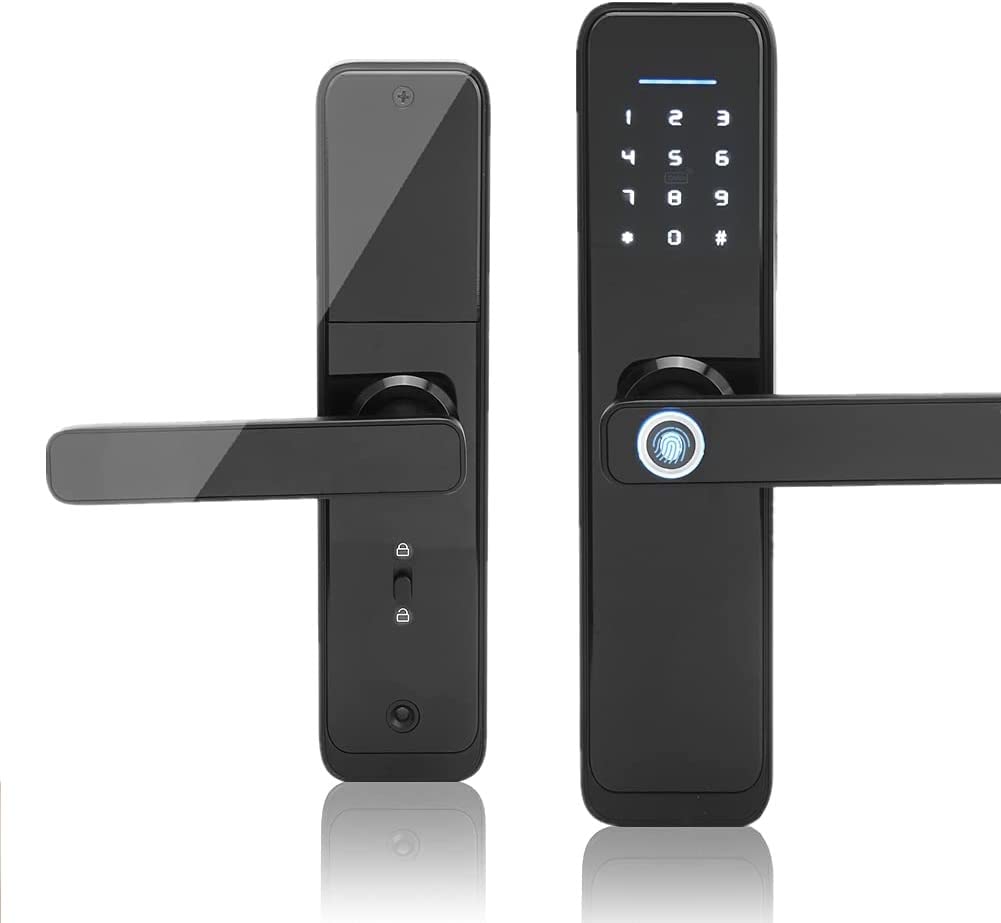Eazyliv Smart Solutions Fingerprint Door Lock,Keyless Entry Bluetooth Lock,Free APP,IC Card,Anti-peep Code,Work with Alexa TTLock App Control,for Home,Office,Apartment(Need Extra Gateway) (22 X 240mm)