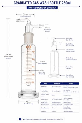 Image of ISKO Drecshel's Bottle for Gas Washing 250 ml cylindrical, (1 pc.)