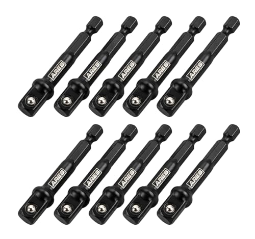 Image of ARES 70387-10-Piece 3 /8-Inch Drive 3-Inch Impact Grade Socket Adapter Set - Turns Impact Drill Drivers into High Speed Socket Drivers