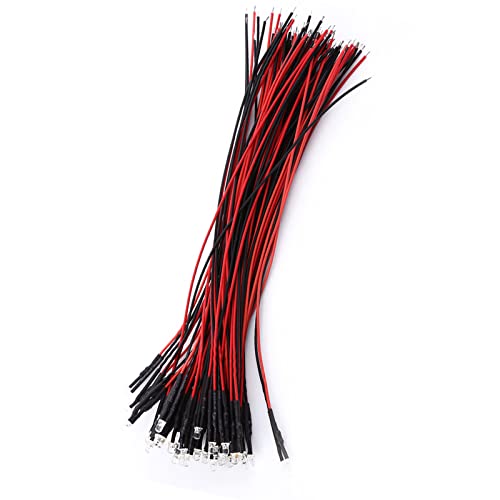 50pcs 3/5/10mm Water Clear Diffused LED Diodes, DC 9-12V Prewired LED, Toys for Hobby Lighting Industrial (3mm)
