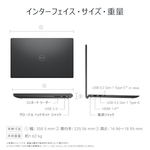 undefined 【Amazon.co.jp限定】Dell ノートパソコン Dell 15 DC15250 15.6インチ Intel Core i5-1334U メモリ16GB SSD512GB Office 2024搭載 Windows 11 カーボンブラック 翌営業日対応オンサイト出張修理サービス1年(HDD返却不要サービス) ND65-FWHBBA の商品画像 7