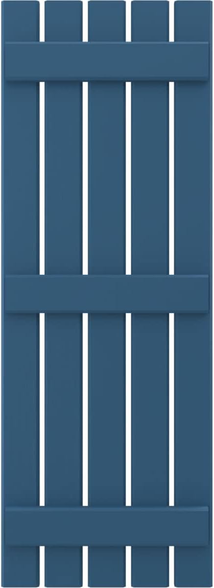 Ekena Millwork ARW401SB519X58HBH Americraft Five 3 Exterior Real Wood Spaced Board-n-Batten Shutters (Per Pair), Sojourn Blue